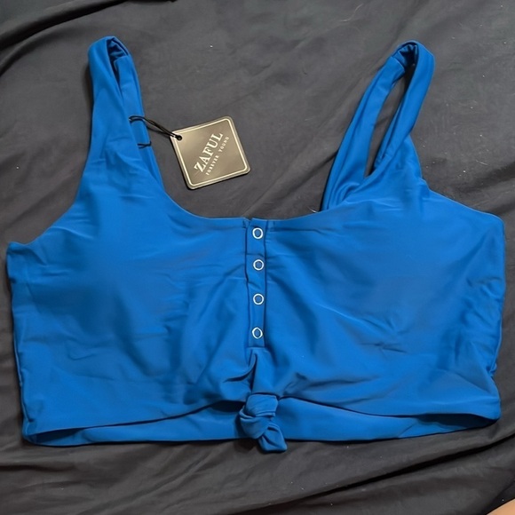 NWT ZAFUL Front Knot Bikini Top Crop Tankini Top Scoop Neck Padded XXL - Picture 5 of 5